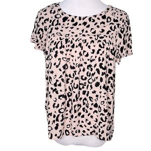 Andrée by Unit Pink Leopard Print Short Sleeve Gauze Babydoll Top